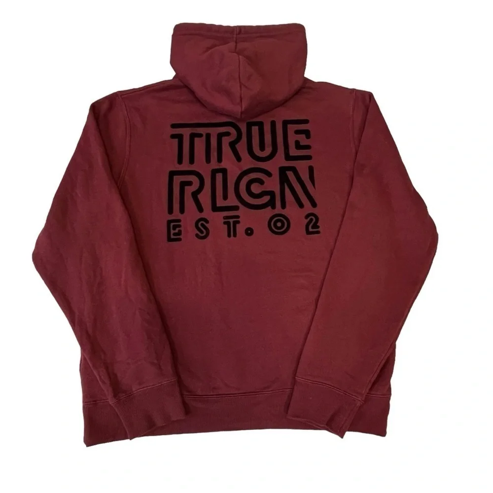 True Religion Men’s Logo Back Hoodie. Burgundy Size Large #1220